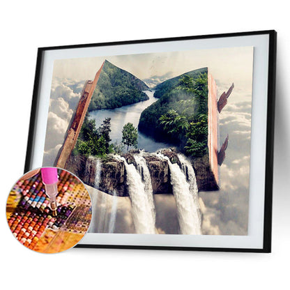 Waterfall Landscape - Full Round Drill Diamond Painting 50*40CM