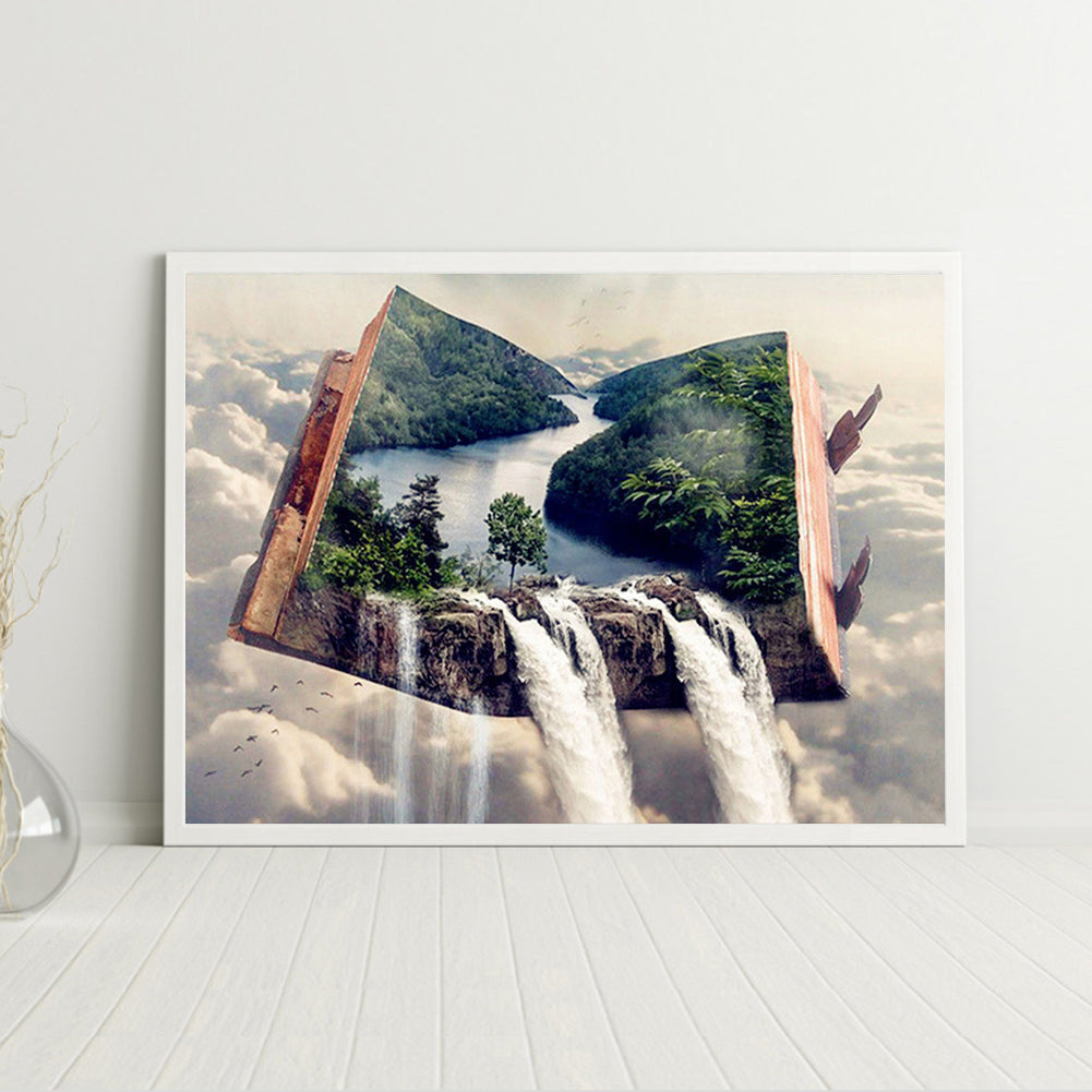 Waterfall Landscape - Full Round Drill Diamond Painting 50*40CM
