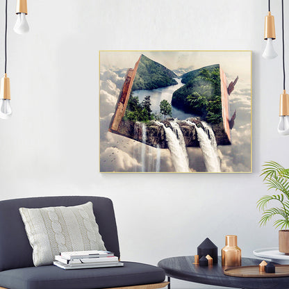 Waterfall Landscape - Full Round Drill Diamond Painting 50*40CM