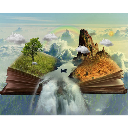 Waterfall Landscape - Full Round Drill Diamond Painting 50*40CM