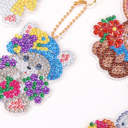 5pcs/set DIY Easter Egg Diamond Painting Keychain Crystal Drill Keyring