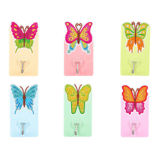 6pcs DIY Diamond Painting Hooks Crystal Drill Strong Adhesive Wall Hangers