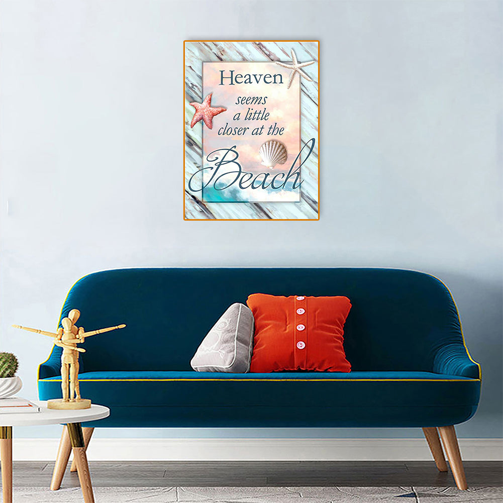 Beach Letters - Full Round Drill Diamond Painting 30*40CM