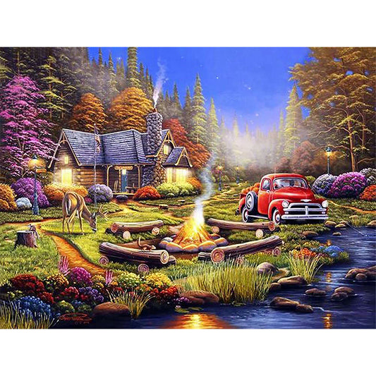 Riverside House - Full Round Drill Diamond Painting 40*30CM