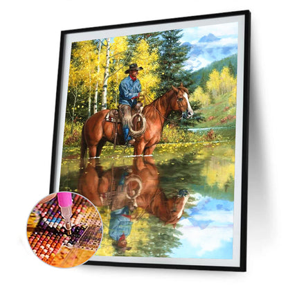 Cowboy Horse - Full Round Drill Diamond Painting 30*40CM