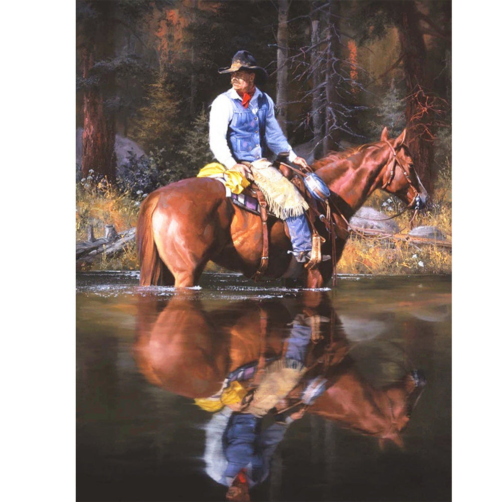 Cowboy Horse - Full Round Drill Diamond Painting 30*40CM