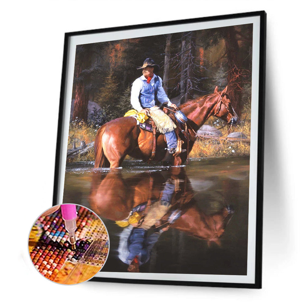 Cowboy Horse - Full Round Drill Diamond Painting 30*40CM