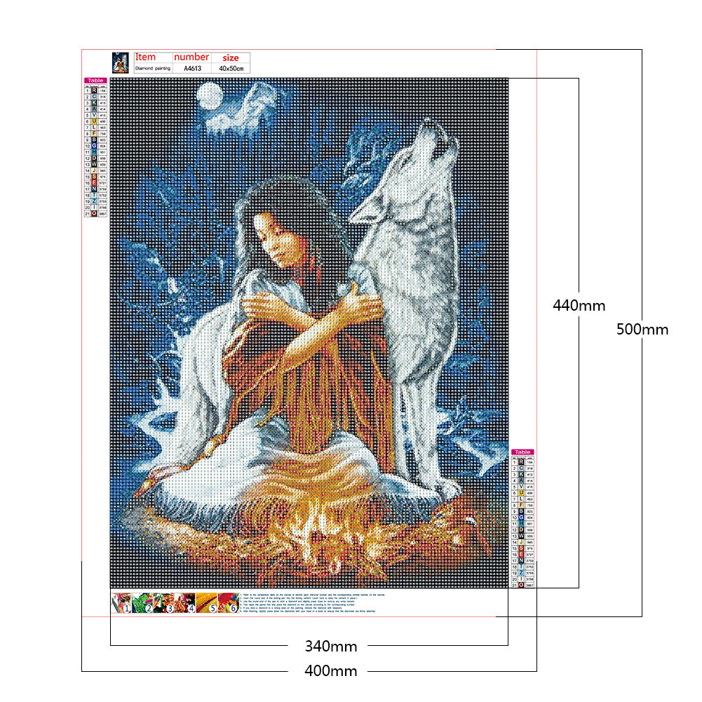 Woman Wolf - Full Round Drill Diamond Painting 40*50CM