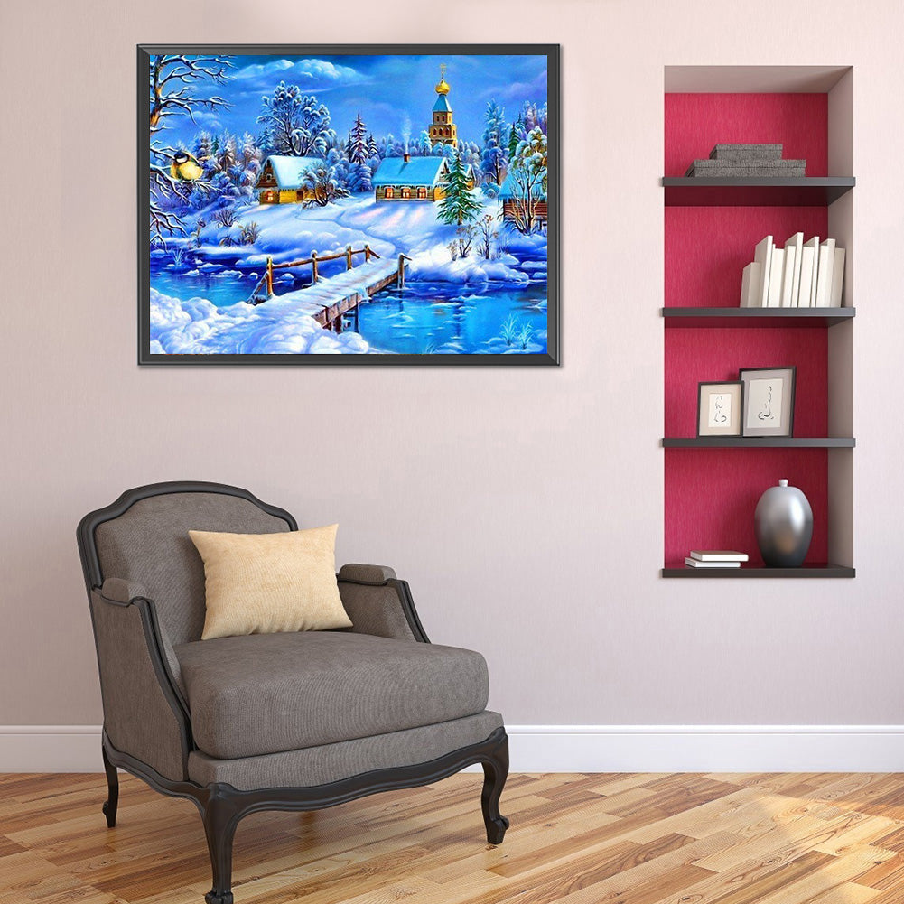 Snow Scene - Full Round Drill Diamond Painting 40*30CM