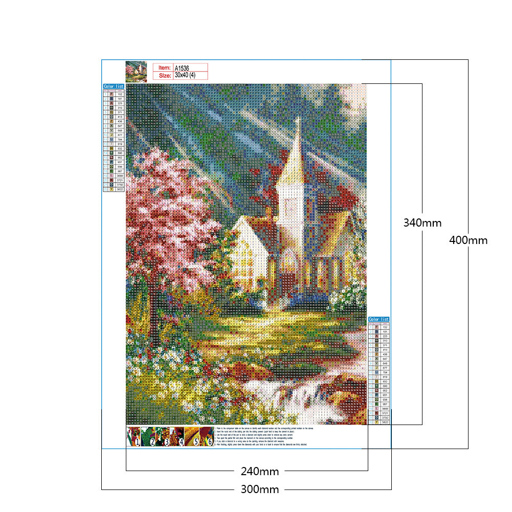 Countryside Scenery - Full Round Drill Diamond Painting 30*40CM