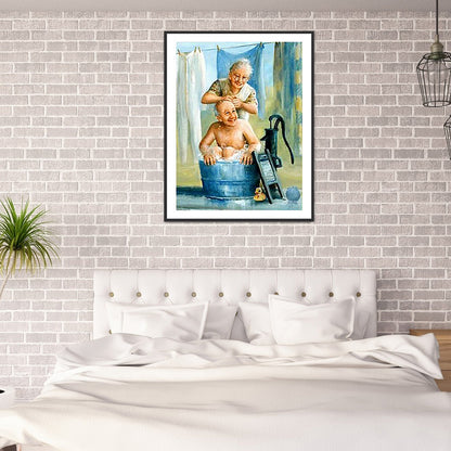 Elder Bathing - Full Square Drill Diamond Painting 30*40CM