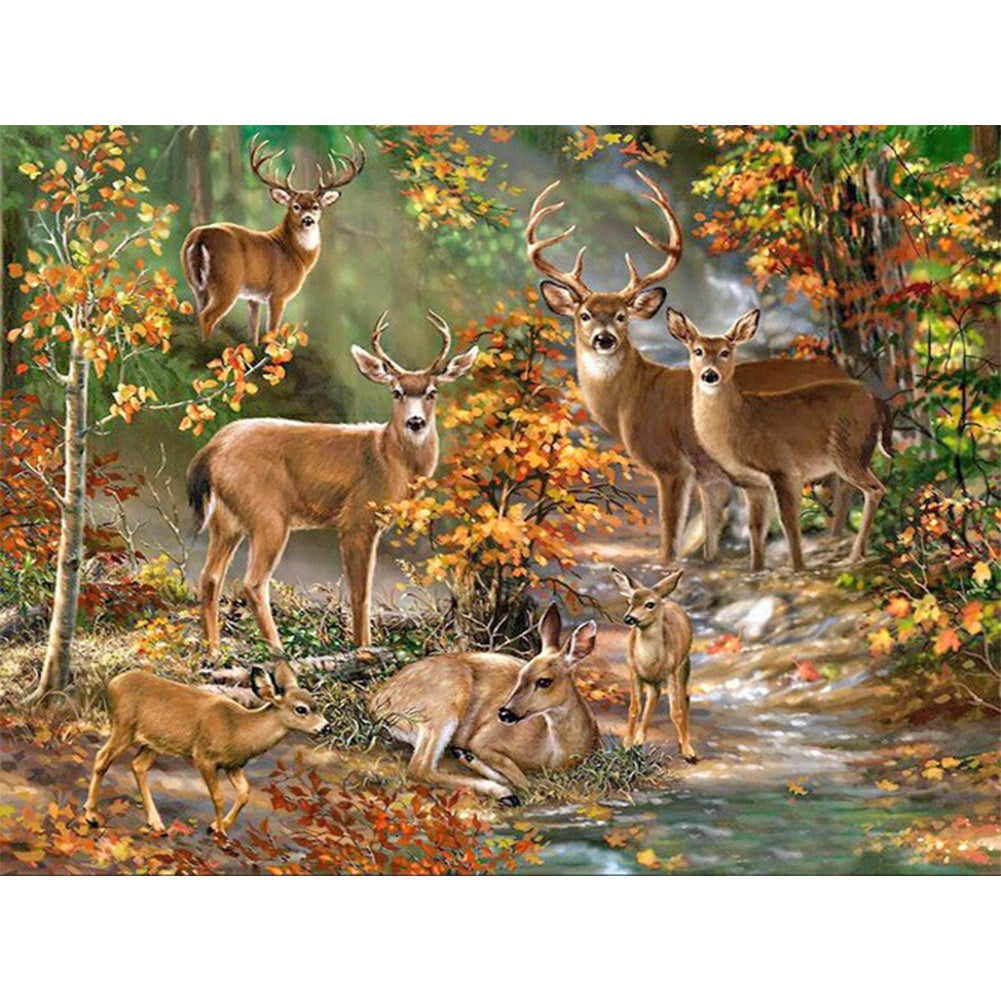 Forest Deers - Full Round Drill Diamond Painting 40*30CM