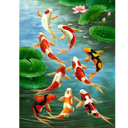 Nine Fish - Full Round Drill Diamond Painting 30*40CM