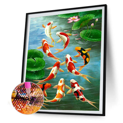 Nine Fish - Full Round Drill Diamond Painting 30*40CM