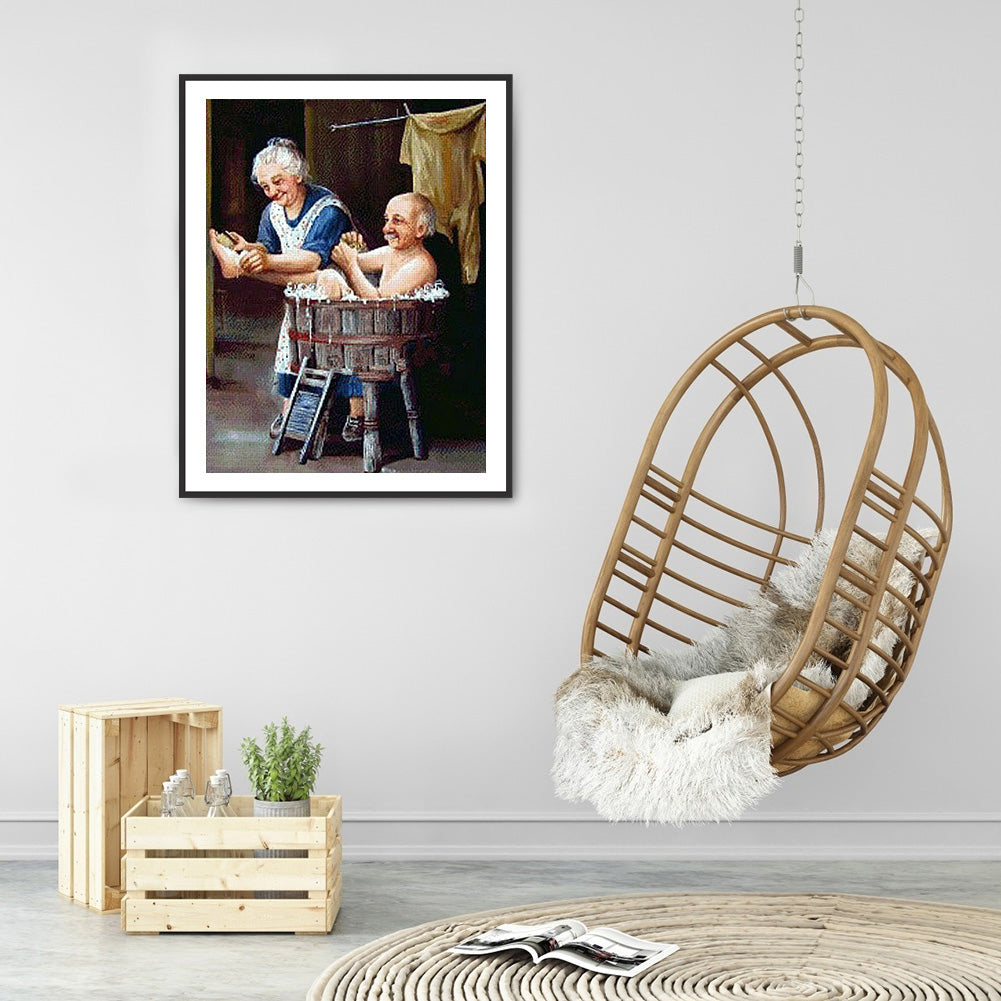 Elderly Couple - Full Round Drill Diamond Painting 40*50CM