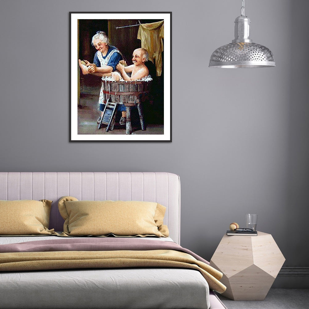 Elderly Couple - Full Round Drill Diamond Painting 40*50CM