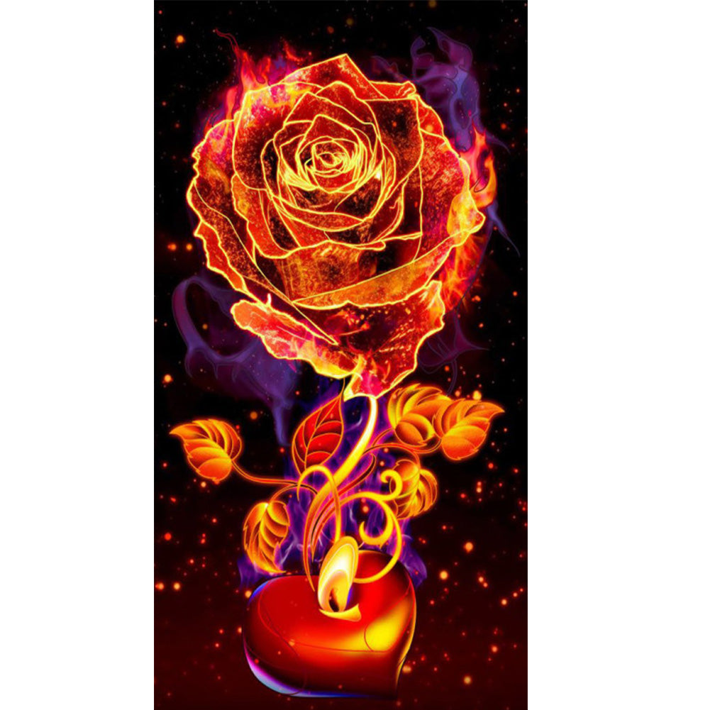 Flame Rose - Full Round Drill Diamond Painting 40*70CM