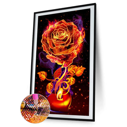 Flame Rose - Full Round Drill Diamond Painting 40*70CM