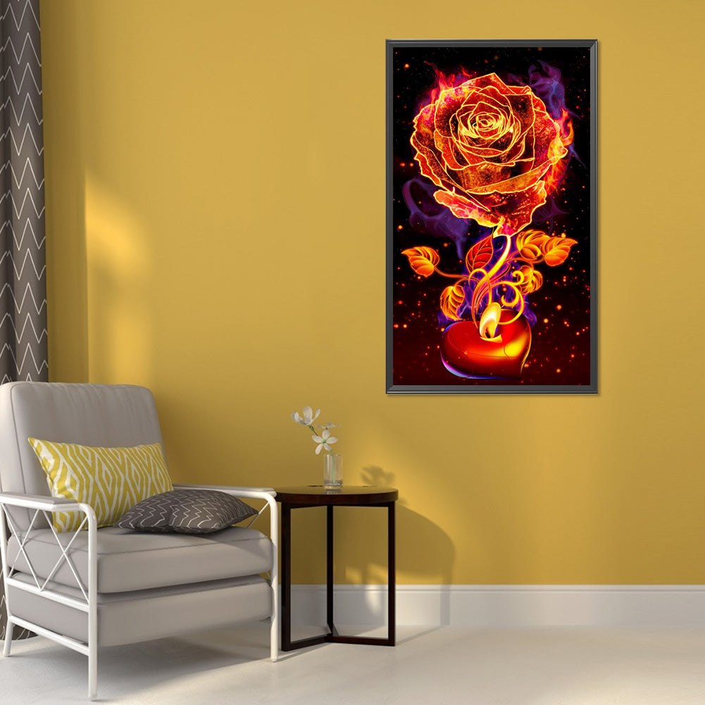 Flame Rose - Full Round Drill Diamond Painting 40*70CM