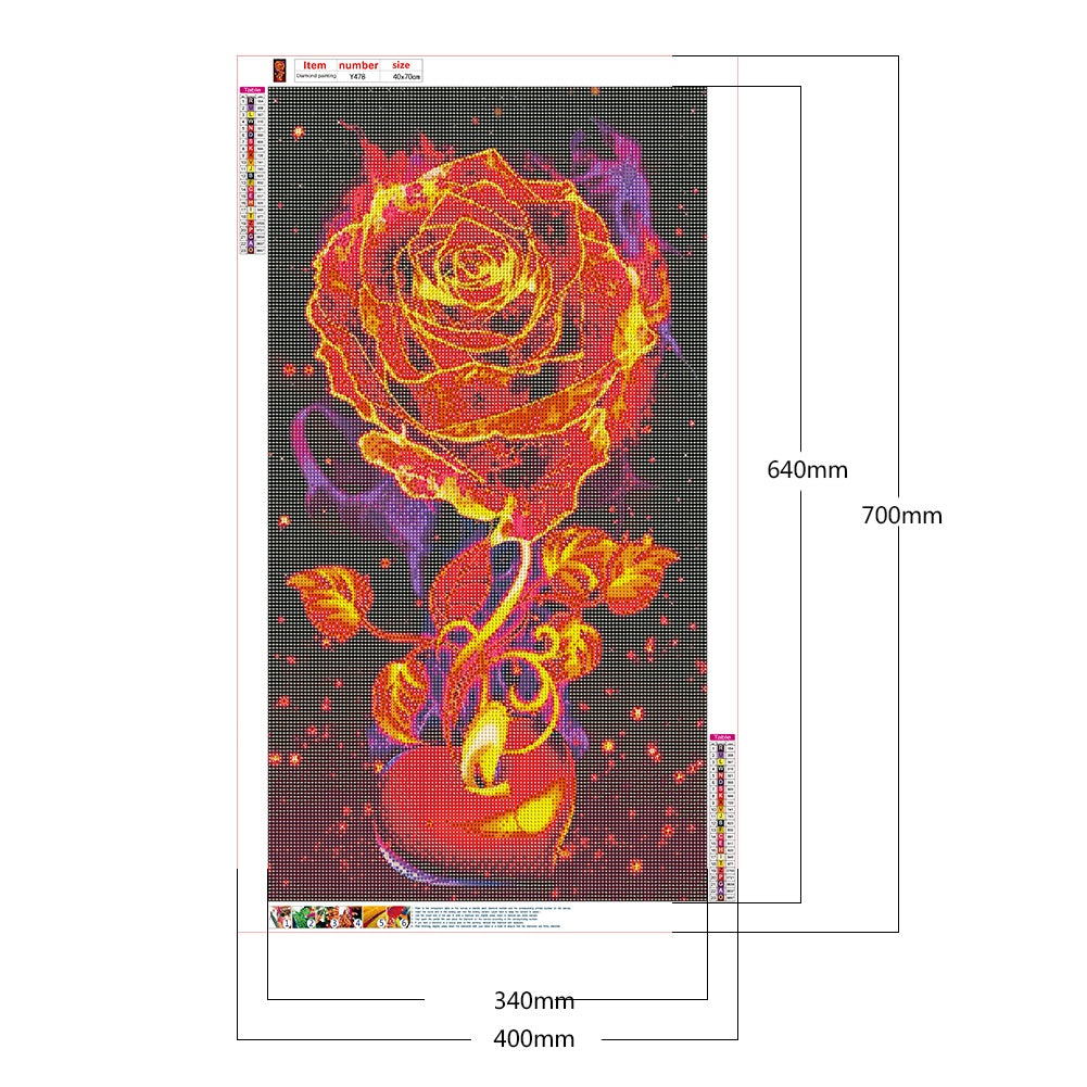 Flame Rose - Full Round Drill Diamond Painting 40*70CM