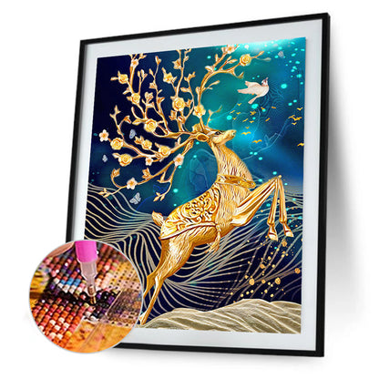 Golden Deer - Full Round Drill Diamond Painting 30*40CM