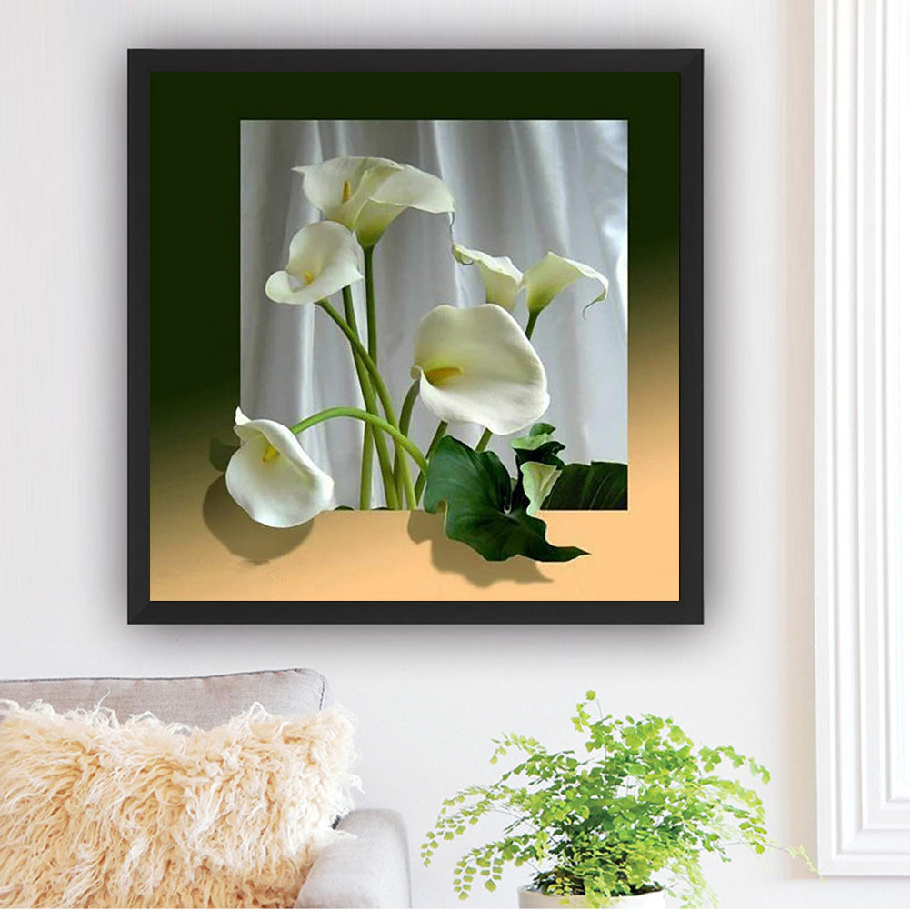 White Calla Lily - Full Round Drill Diamond Painting 30*30CM