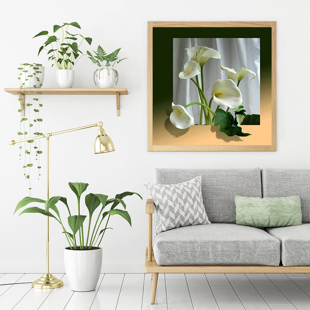 White Calla Lily - Full Round Drill Diamond Painting 30*30CM