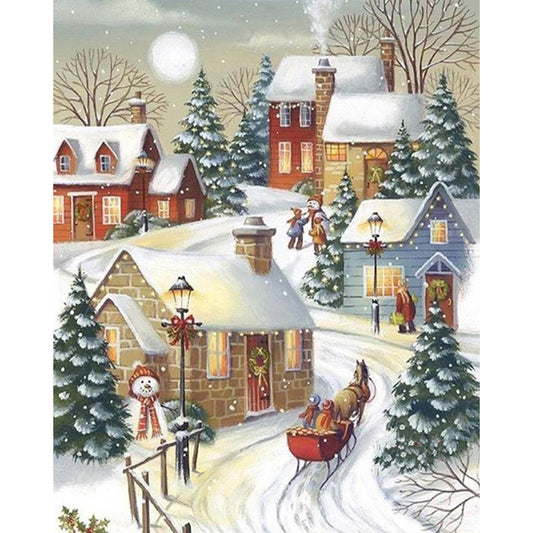 Christmas Snow Scene - 11CT Counted Cross Stitch 40*50CM