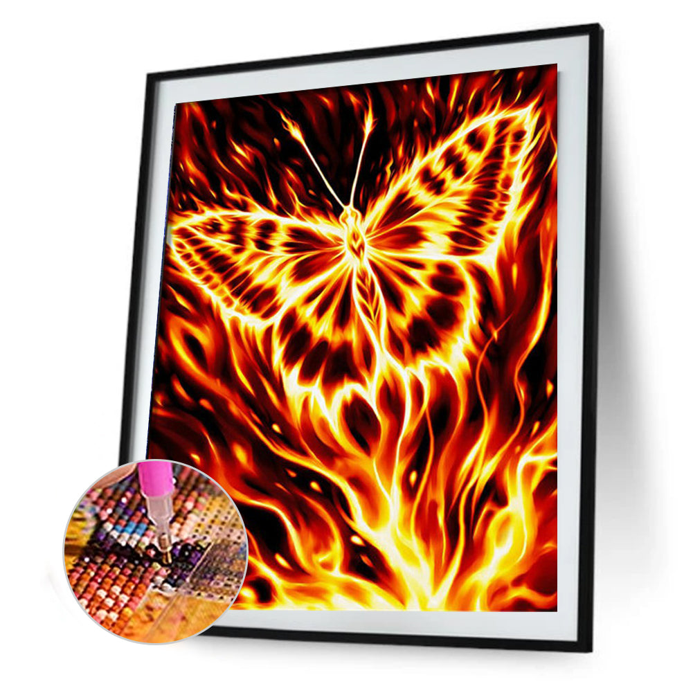 Flaming Butterfly - Full Round Drill Diamond Painting 50*60CM