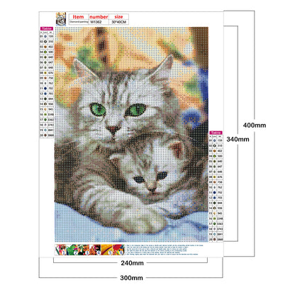 Cat - Full Round Drill Diamond Painting 30*40CM