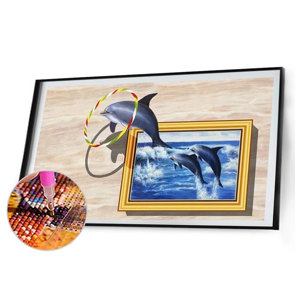 Dolphin - Full Round Drill Diamond Painting 60*40CM