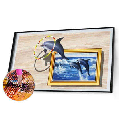 Dolphin - Full Round Drill Diamond Painting 60*40CM