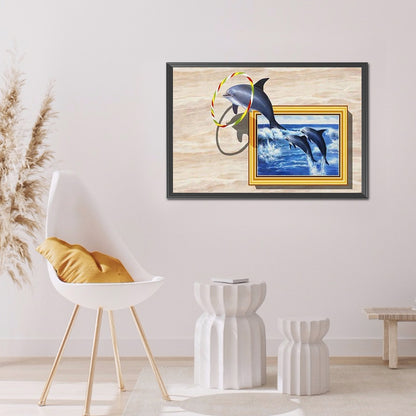 Dolphin - Full Round Drill Diamond Painting 60*40CM