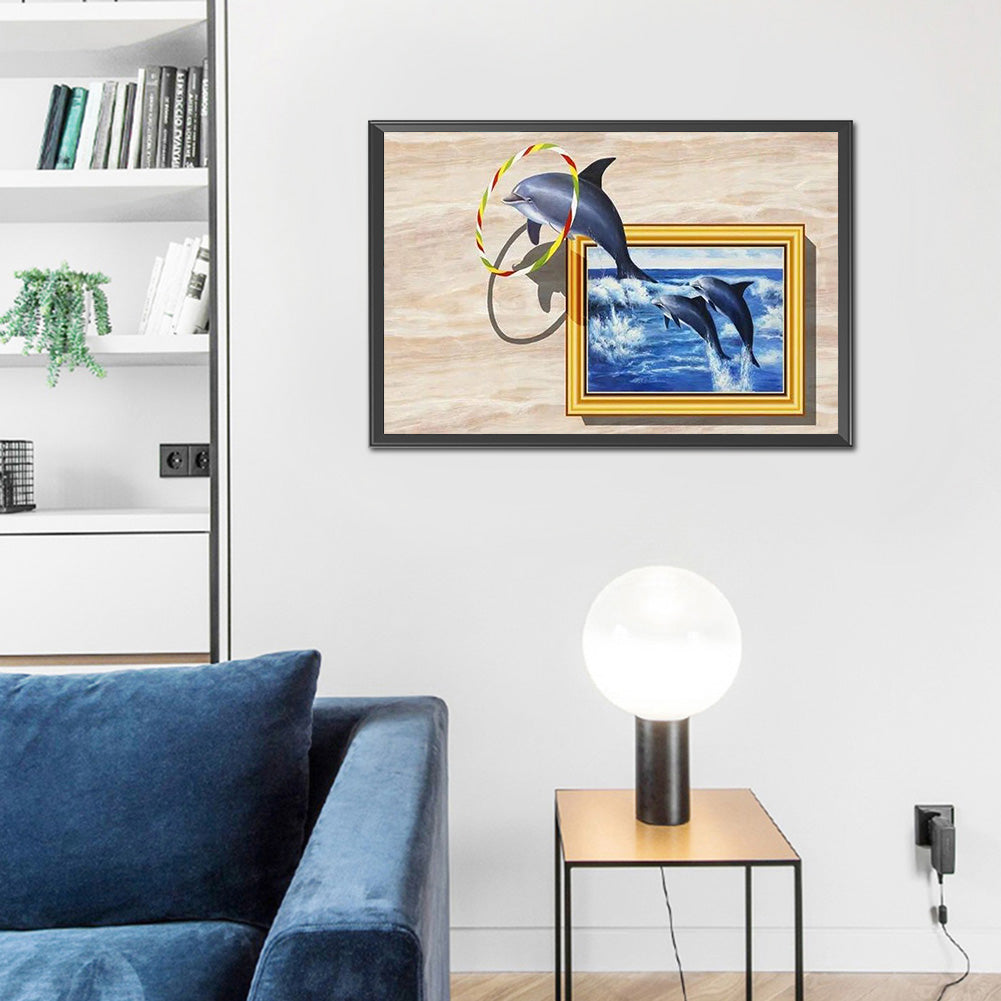 Dolphin - Full Round Drill Diamond Painting 60*40CM