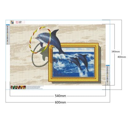 Dolphin - Full Round Drill Diamond Painting 60*40CM