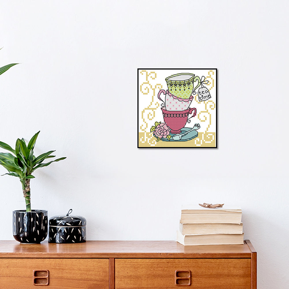 Teacup Three - 11CT Counted Cross Stitch 18*18CM