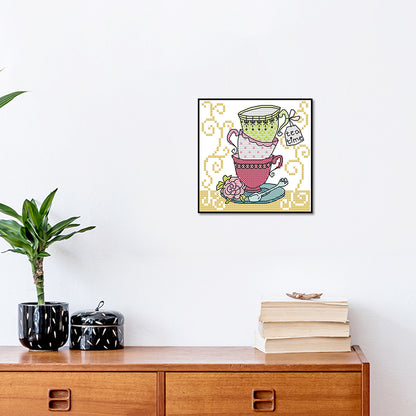 Teacup Three - 11CT Counted Cross Stitch 18*18CM