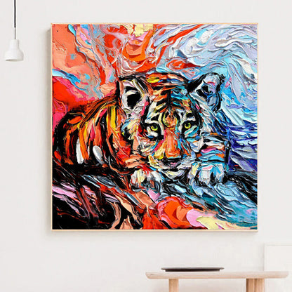 Oil Painting Tiger - Full Square Drill Diamond Painting 40*40CM