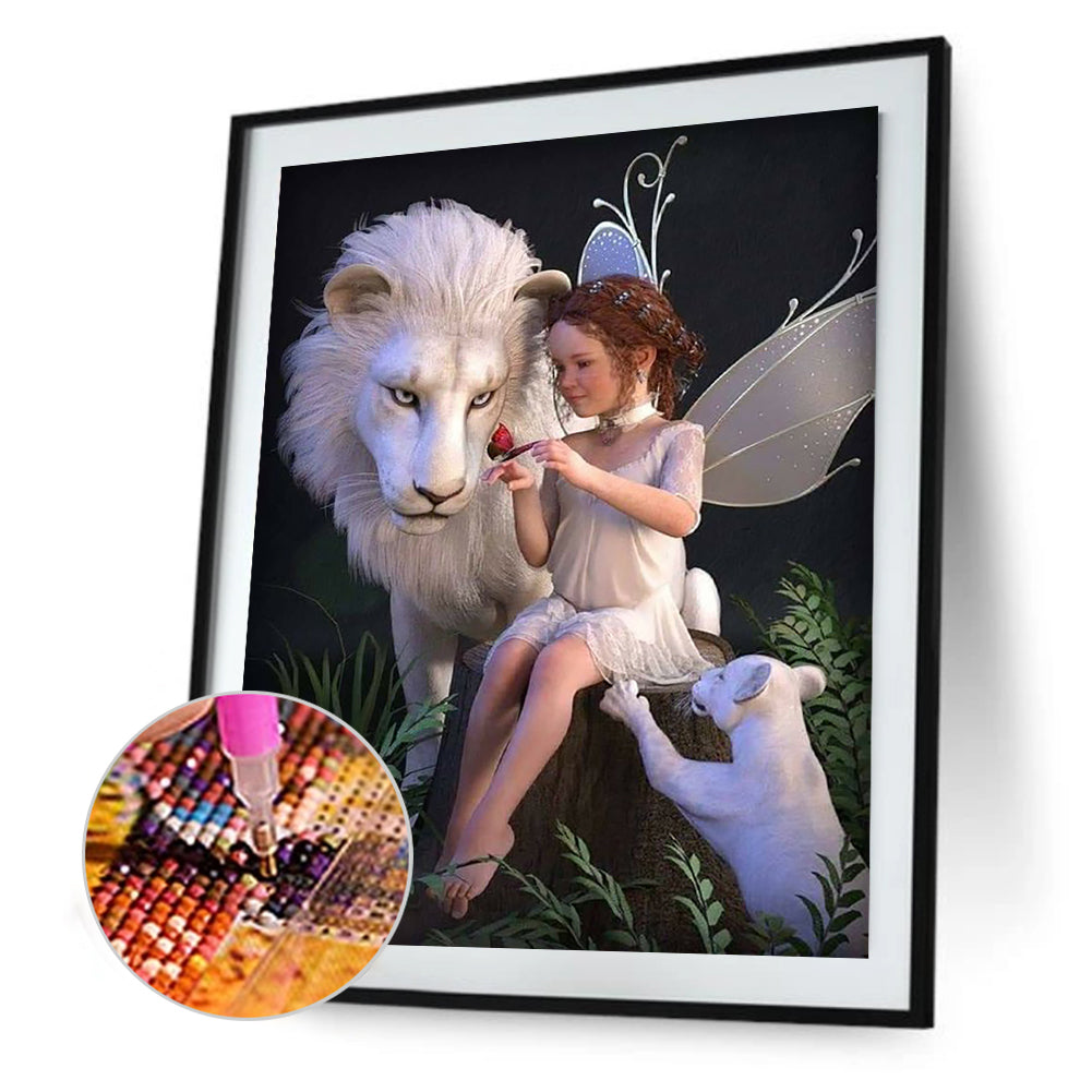 Lion And Girl - Full Round Drill Diamond Painting 40*50CM