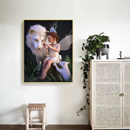 Lion And Girl - Full Round Drill Diamond Painting 40*50CM
