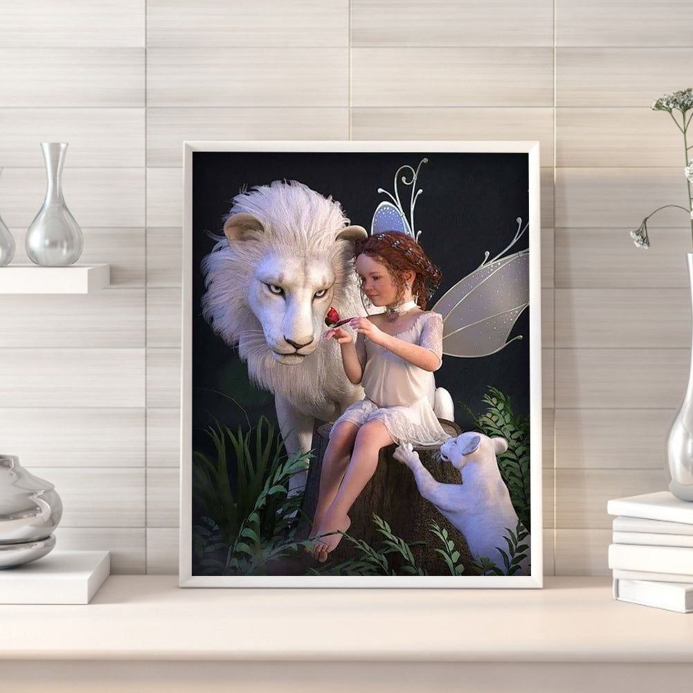 Lion And Girl - Full Round Drill Diamond Painting 40*50CM