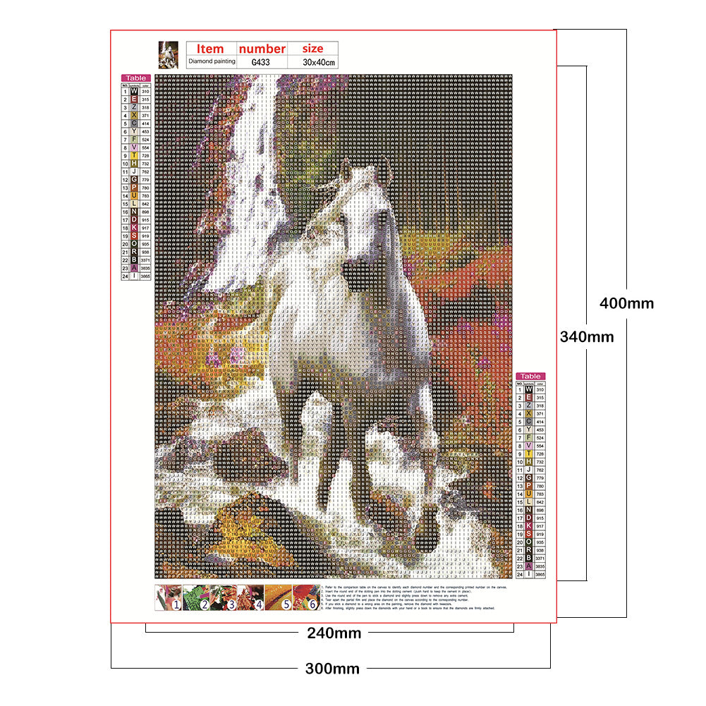 White Horse - Full Round Drill Diamond Painting 30*40CM