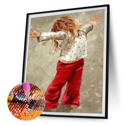 Oil Painting Little Girl - Full Round Drill Diamond Painting 50*60CM