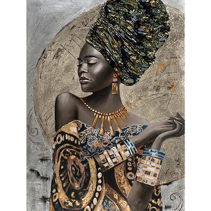 Black Women - Full Round Drill Diamond Painting 30*40CM