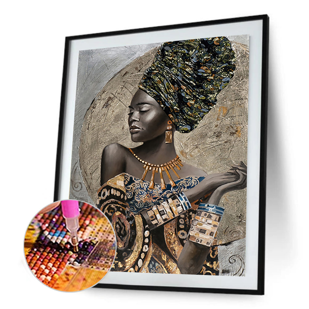 Black Women - Full Round Drill Diamond Painting 30*40CM