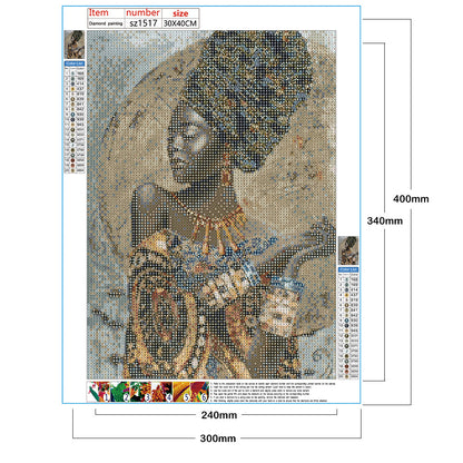 Black Women - Full Round Drill Diamond Painting 30*40CM