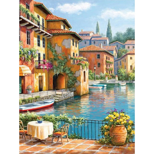 Small Town Scenery - Full Round Drill Diamond Painting 30*40CM