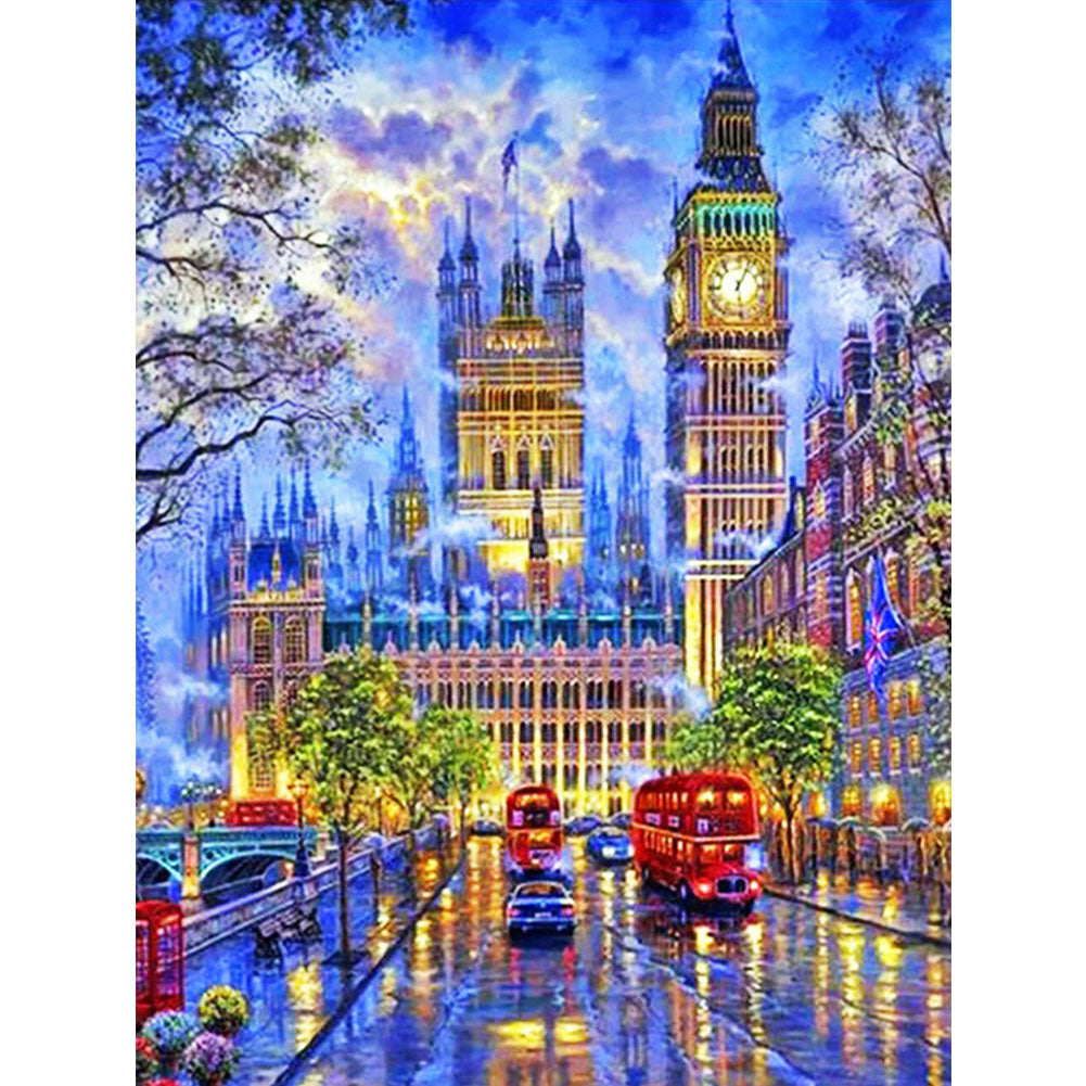Small Town Scenery - Full Round Drill Diamond Painting 30*40CM
