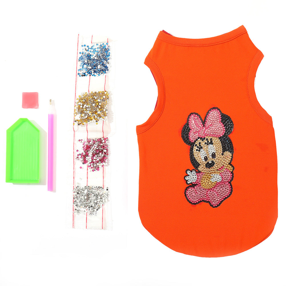 5D Diamond Painting DIY Pet Clothes Cartoon Mouse Sleeveless Dogs T-Shirts