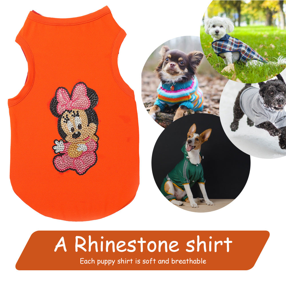 5D Diamond Painting DIY Pet Clothes Cartoon Mouse Sleeveless Dogs T-Shirts